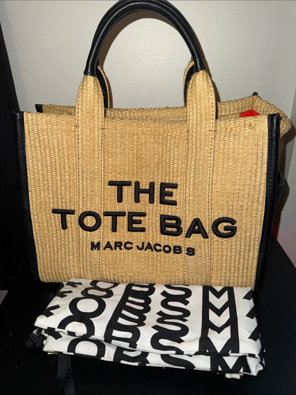 Marc Jacobs Straw Tote Bag with Black Trim